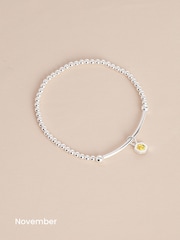 Sterling Silver Hexagon Birthstone Beady Bracelet - Image 6 of 13