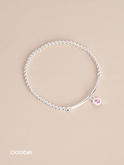 Sterling Silver Hexagon Birthstone Beady Bracelet - Image 7 of 13