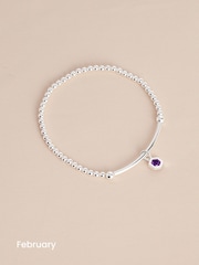 Sterling Silver Hexagon Birthstone Beady Bracelet - Image 8 of 13