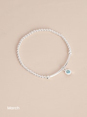 Sterling Silver Hexagon Birthstone Beady Bracelet - Image 9 of 13