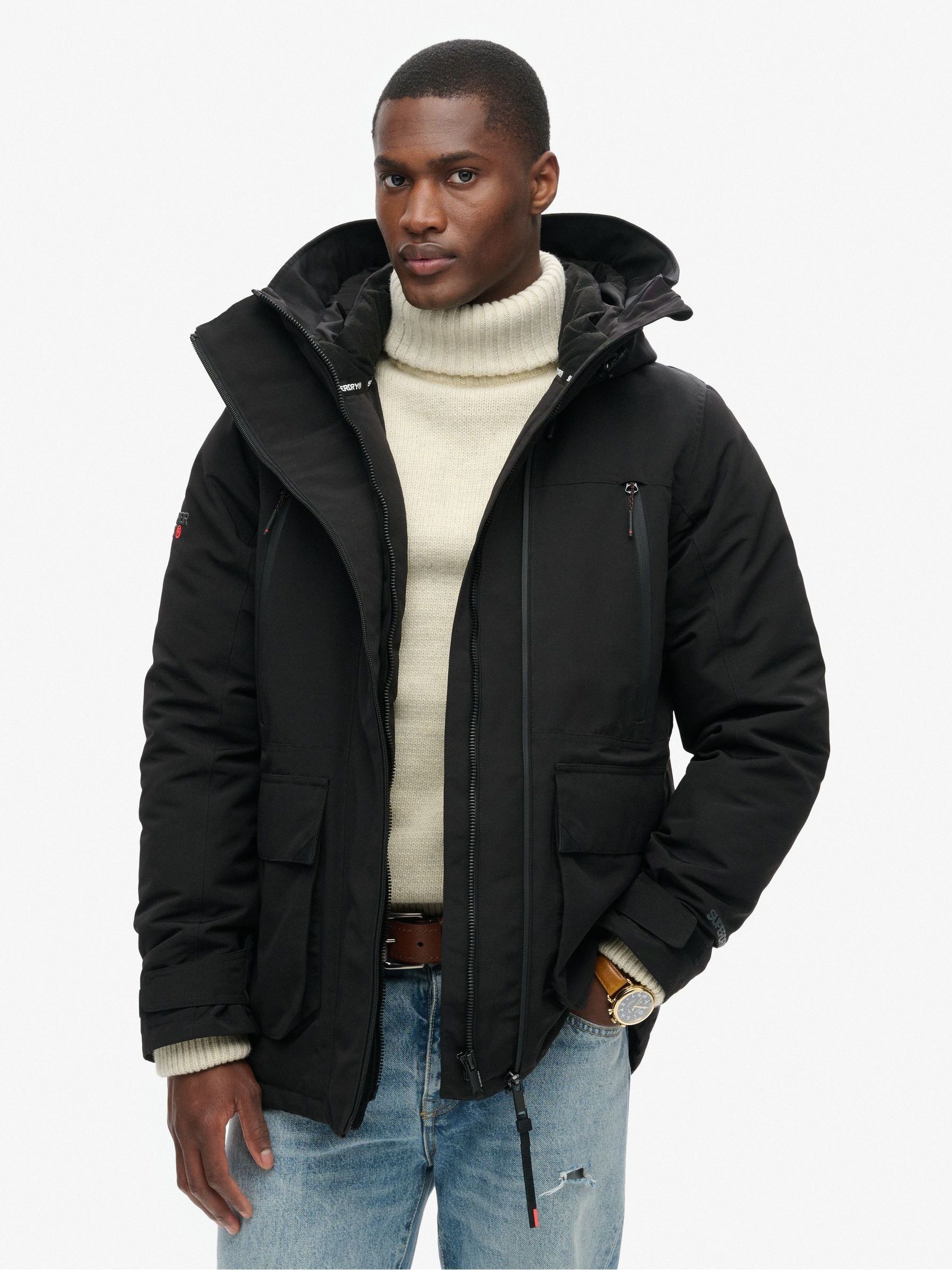 Buy Superdry Black Hood Ultimate Emb Winbreaker Jacket from