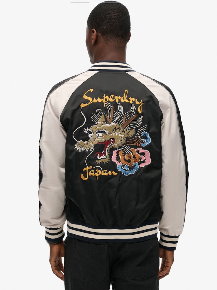 Superdry Meteorite Black Suikajan Embroidered Bomber Jacket - Image 2 of 6