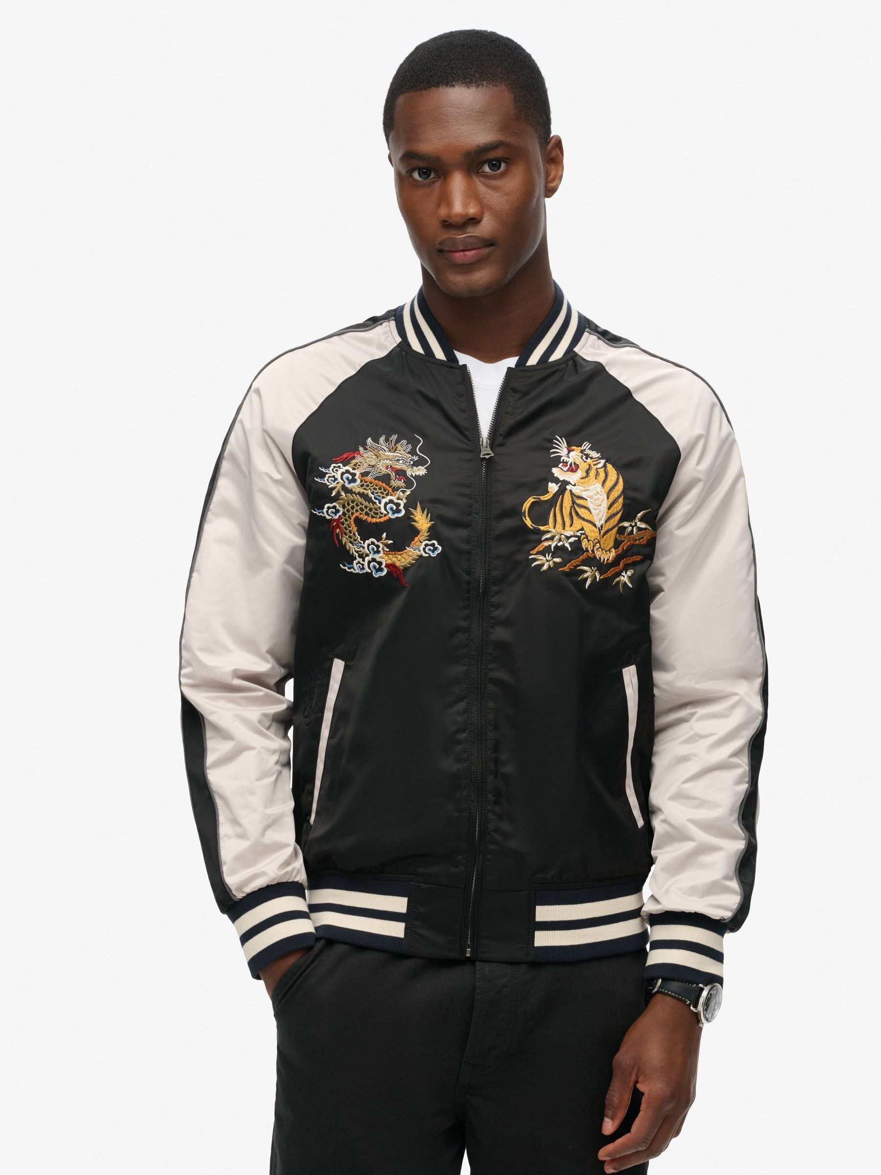 Buy Superdry Meteorite Black Suikajan Embroidered Bomber Jacket