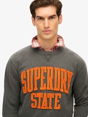 Marga de carvão - Superdry Charcoal Marl Vintage Athletic Crew 100% Sweatshirt - Imagem 7 de 7