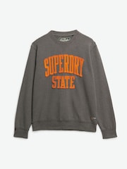Superdry Charcoal Marl Charcoal Marl Vintage Athletic Crew 100% Cotton Sweatshirt - Image 3 of 6