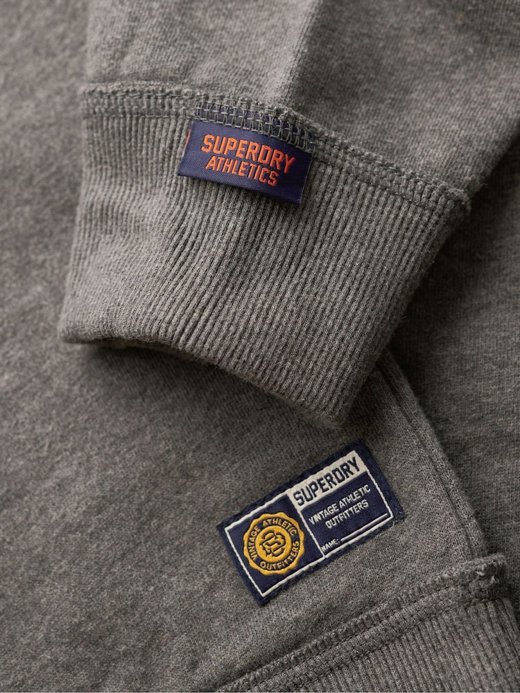 Superdry Charcoal Marl Charcoal Marl Vintage Athletic Crew 100% Cotton Sweatshirt - Image 6 of 6