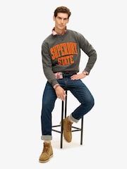Marga de carvão - Superdry Charcoal Marl Vintage Athletic Crew 100% Sweatshirt - Imagem 6 de 7