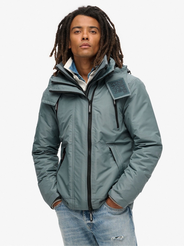 Superdry Stormy Blue Hooded Mtn Winbreaker Jacket - Image 1 of 3 Superdry Stormy Blue Hooded Mtn Winbreaker Jacket - Image 1 of 3