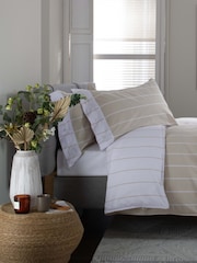 The Lyndon Company Natural Pin Stripe Duvet Cover and Pillowcase Set - Image 2 of 5