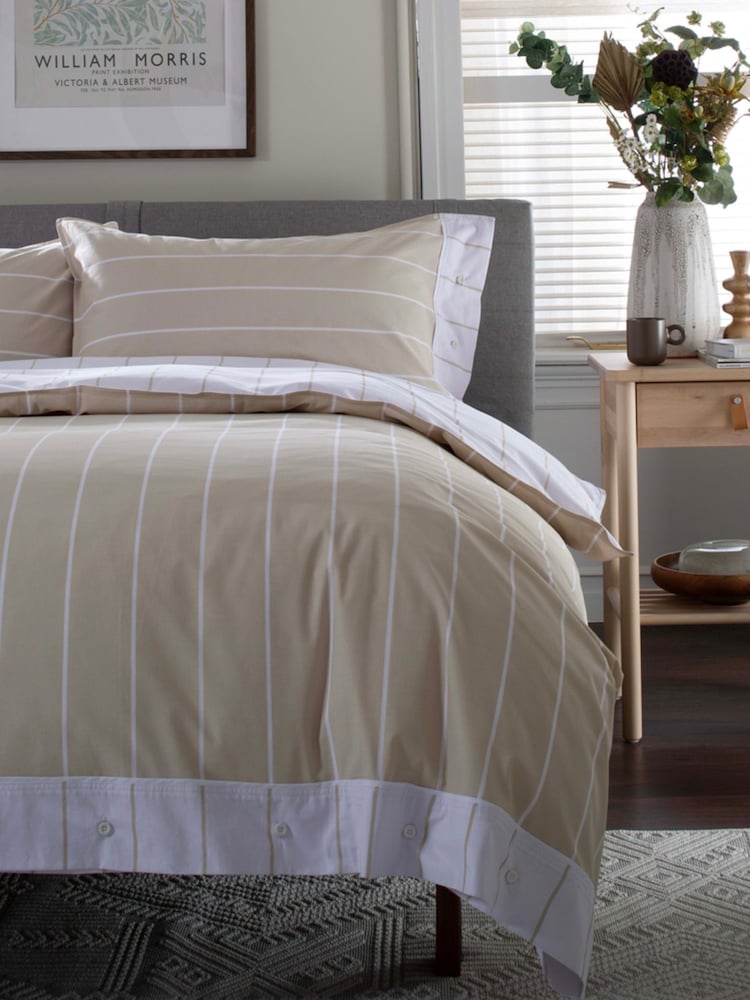 The Lyndon Company Natural Pin Stripe Duvet Cover and Pillowcase Set - Image 5 of 5
