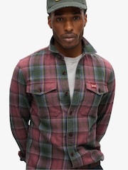 Superdry Yosemite Check Red Cotton Worker Check 100% Cotton Shirt - Image 2 of 5