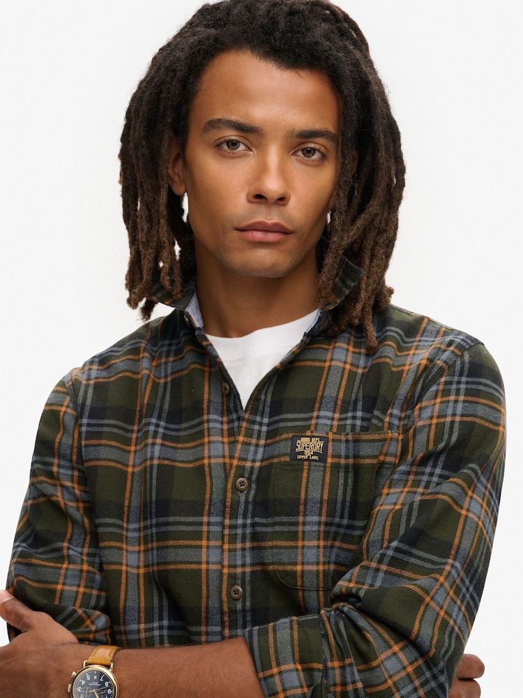 Superdry Buckshot Check Olive Long Sleeve Lumberjack Shirt - Image 2 of 4