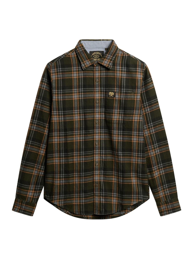 Superdry Buckshot Check Olive Long Sleeve Lumberjack Shirt - Image 4 of 4