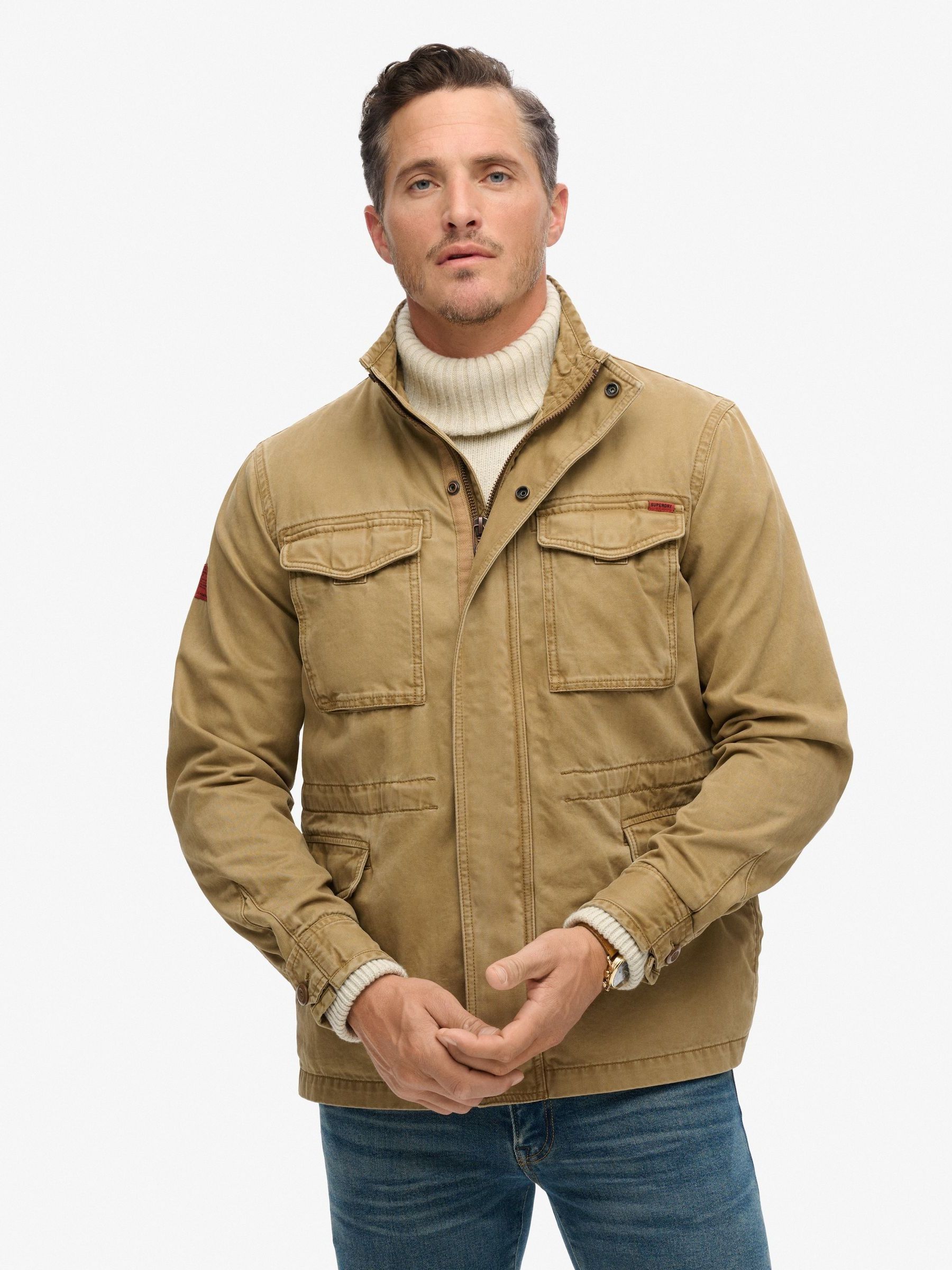 STONE  ベージュ ミリタリージャケット Buy Superdry Sandstone Brown 100% Cotton Rookie Military Jacket