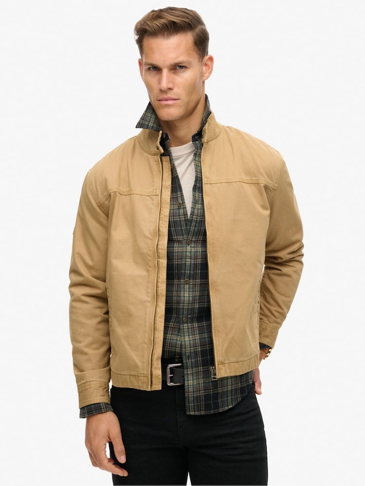Superdry Canyon Beige Classic Harrington 100% Cotton Jacket - Image 1 of 6