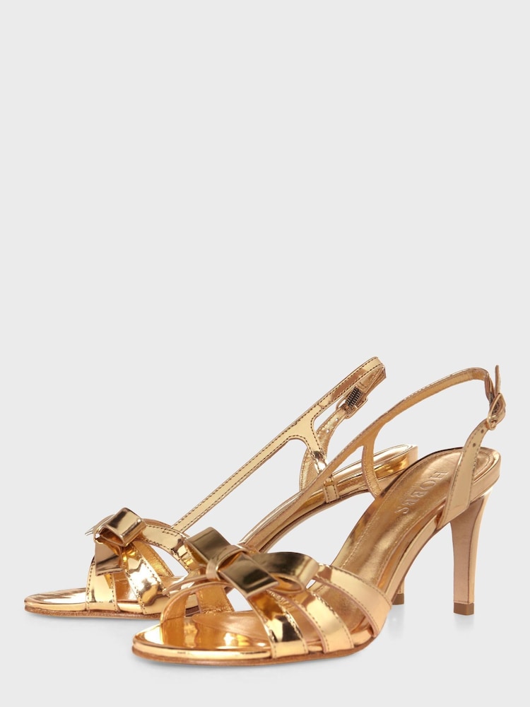 Hobbs Gold Anastasia Bow Sandals - Image 2 of 4 Hobbs Gold Anastasia Bow Sandals - Image 2 of 4
