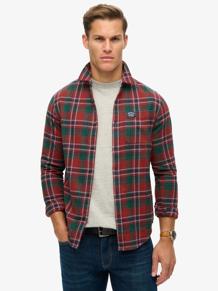 Superdry Buckshot Check Red Long Sleeve Lumberjack Shirt - Image 1 of 6