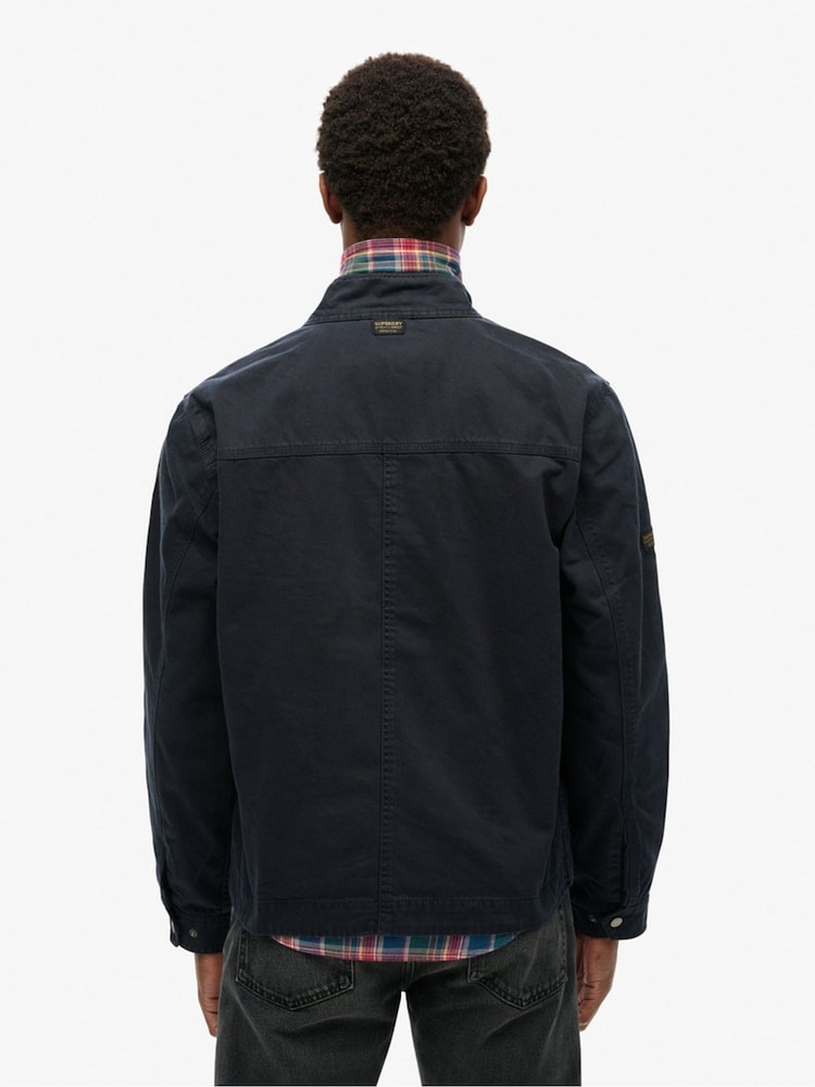 Superdry Eclipse Navy Classic Harrington 100% Cotton Jacket - Image 2 of 5
