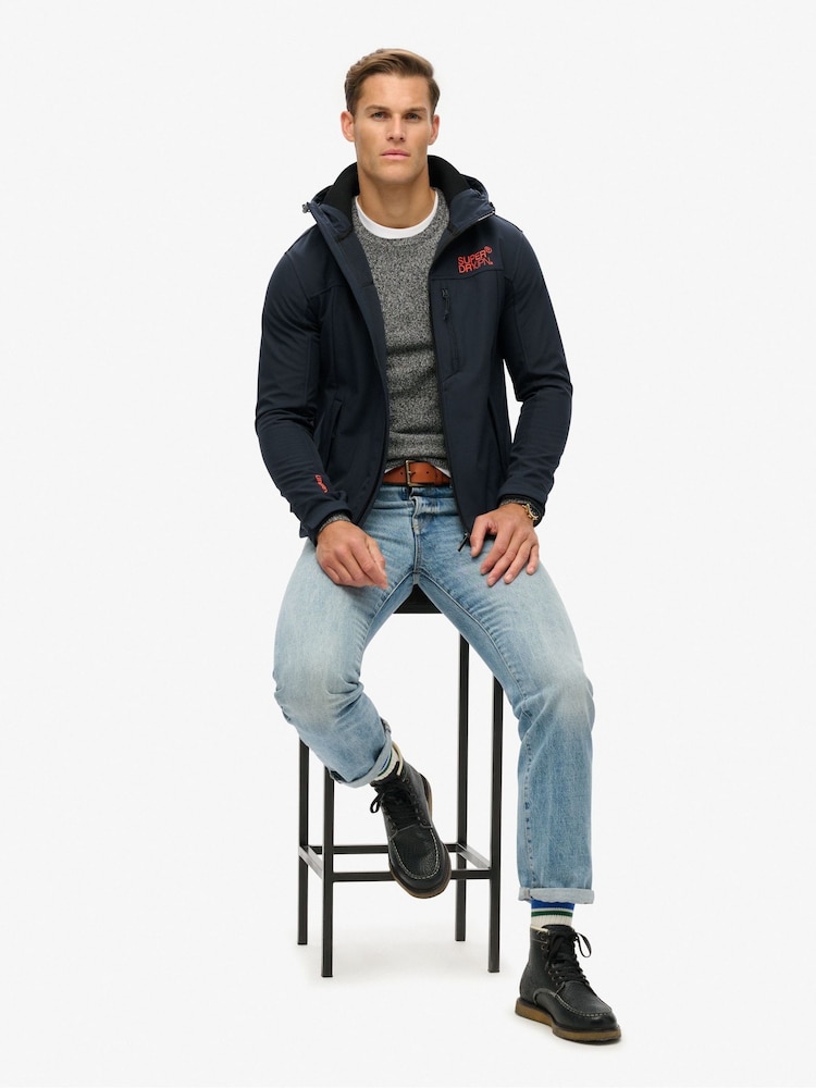 Superdry Eclipse Navy Hooded Soft Shell Trekker Jacket - Image 2 of 5