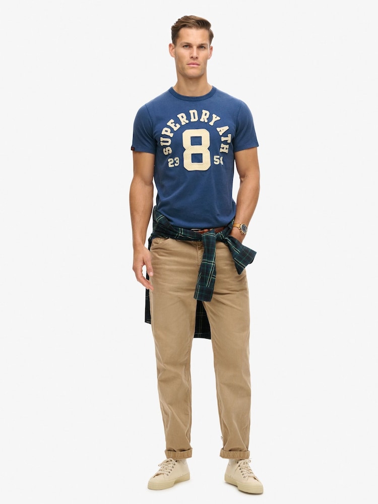 Marinha Supermarine - Camiseta esportiva vintage de manga curta Superdry 100% algodão - Imagem 2 de 5
