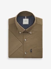 Brown Regular Fit Short Sleeve Easy Iron Button Down Oxford Shirt - Image 5 of 7
