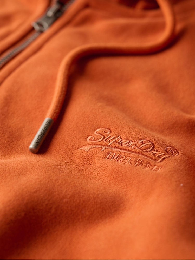 Superdry Brown Autumn Glaze Essential Logo Zip-Up Hoodie - Image 6 of 6