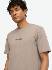 Superdry Cream Micro Logo Graphic Loose 100% Cotton T-Shirt - Image 2 of 4