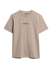 Superdry Cream Micro Logo Graphic Loose 100% Cotton T-Shirt - Image 3 of 4