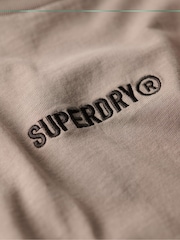 Superdry Cream Micro Logo Graphic Loose 100% Cotton T-Shirt - Image 4 of 4