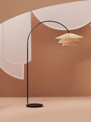 MADE.COM Natural Bamboo Weaver Arc Overreach Floor Lamp - Image 1 of 3