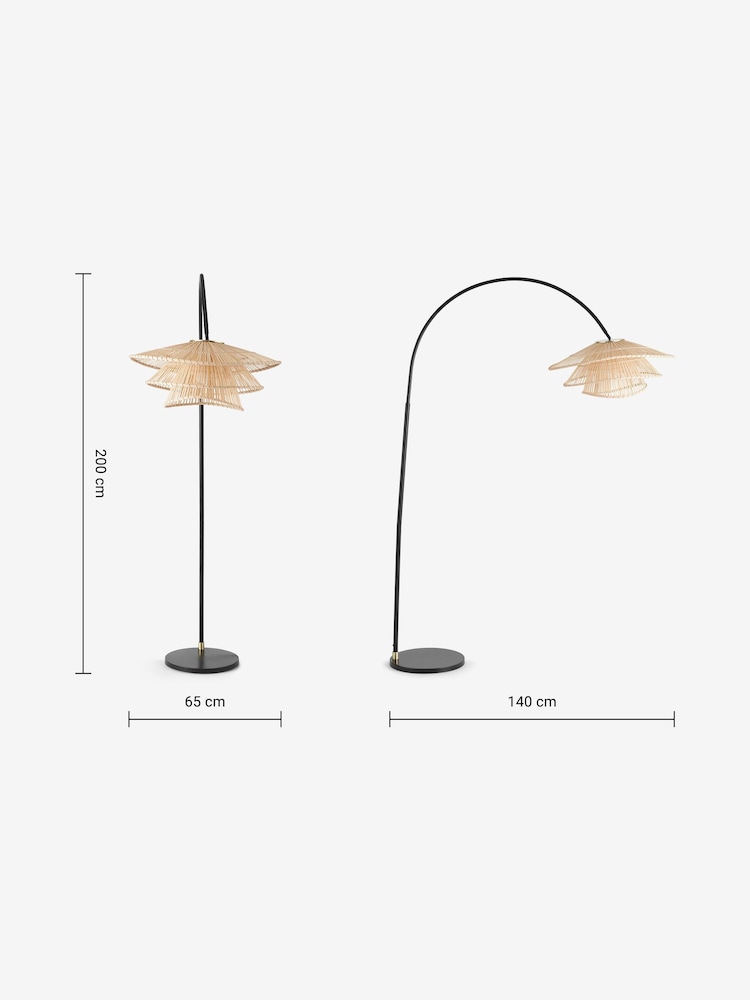 MADE.COM Natural Bamboo Weaver Arc Overreach Floor Lamp - Image 3 of 3