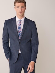 Mid Blue Slim Check Suit Jacket - Image 1 of 5