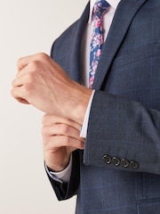 Mid Blue Slim Check Suit Jacket - Image 4 of 5