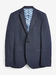 Mid Blue Slim Check Suit Jacket - Image 5 of 5
