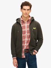 Superdry Green Dark Essential Logo Zip-Up Hoodie - Image 1 of 1