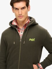 Superdry Green Dark Essential Logo Zip-Up Hoodie - Image 3 of 6
