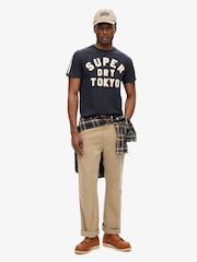 Superdry Blue Vintage Athletic Stripe 100% Cotton T-Shirt - Image 2 of 5