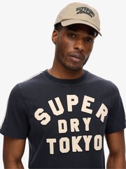 Superdry Blue Vintage Athletic Stripe 100% Cotton T-Shirt - Image 3 of 5