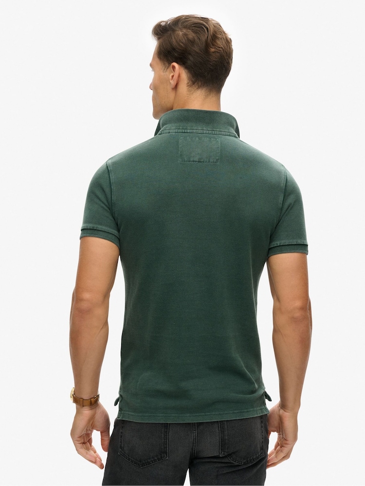 Emaille-Grün - Superdry Vintage Athletic Poloshirt aus 100 % Baumwolle - Bild 2 von 7