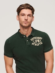Emaille-Grün - Superdry Vintage Athletic Poloshirt aus 100 % Baumwolle - Bild 4 von 7