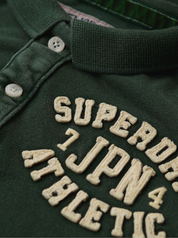 Emaille-Grün - Superdry Vintage Athletic Poloshirt aus 100 % Baumwolle - Bild 7 von 7