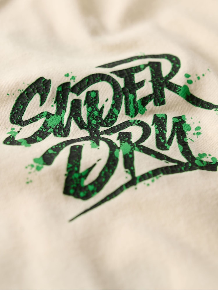 Superdry Rice White 100% Cotton Lo-Fi Punk Graphic Loose T-Shirt - Image 6 of 6