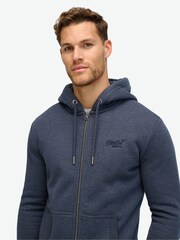 Superdry Blue Heritage Navy Marl Essential Logo Zip-Up Hoodie - Image 2 of 6