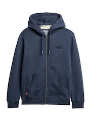 Superdry Blue Heritage Navy Marl Essential Logo Zip-Up Hoodie - Image 4 of 6