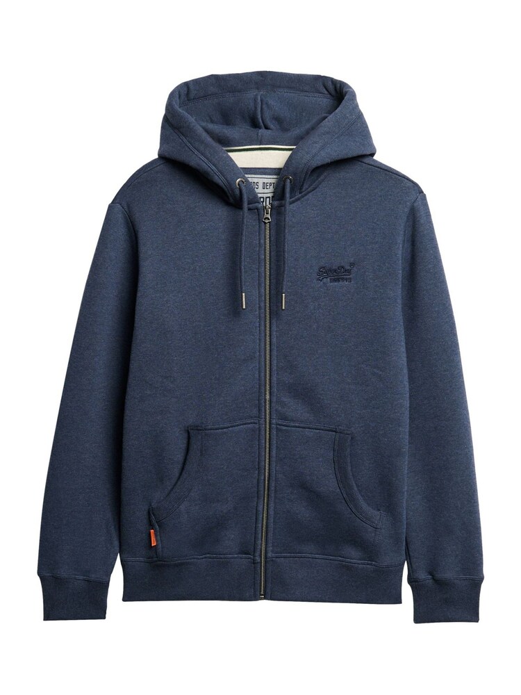 Superdry Blue Heritage Navy Marl Essential Logo Zip-Up Hoodie - Image 4 of 6