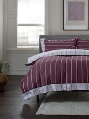 The Lyndon Company Burgundy Pin Stripe Duvet Cover and Pillowcase Set - Image 1 of 5
