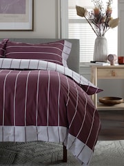 The Lyndon Company Burgundy Pin Stripe Duvet Cover and Pillowcase Set - Image 2 of 5