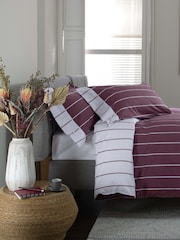 The Lyndon Company Burgundy Pin Stripe Duvet Cover and Pillowcase Set - Image 3 of 5