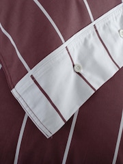 The Lyndon Company Burgundy Pin Stripe Duvet Cover and Pillowcase Set - Image 4 of 5