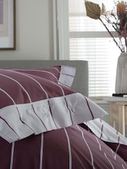 The Lyndon Company Burgundy Pin Stripe Duvet Cover and Pillowcase Set - Image 5 of 5